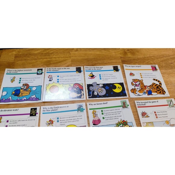 Lot of 12 Vintage Super Nintendo 1995 Mario Quiz Question Cards 5.5" x 5.5" - Picture 3 of 9